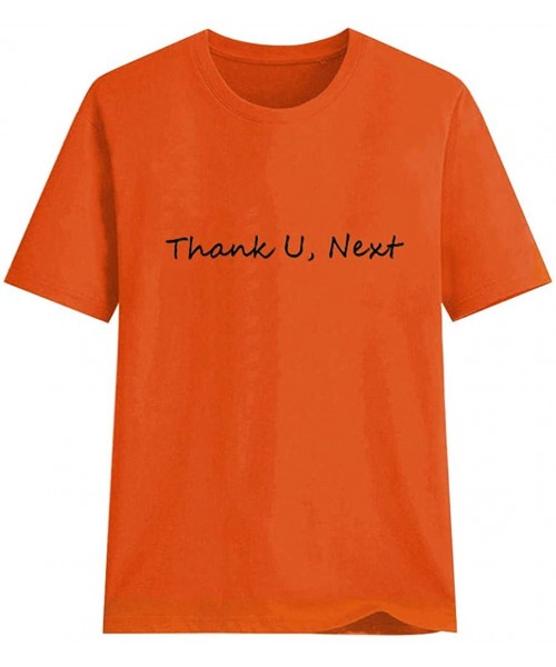 Shapewear Women Girls Plus Size Print Shirt Short Sleeve Shirt Blouse Tops - Orange-1 - CV18UXL0HOD