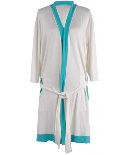 Robes Lightweight Signature Soft Stretch Women's Two-Tone Lounge Bath Robe - White - CM180RIHXEA