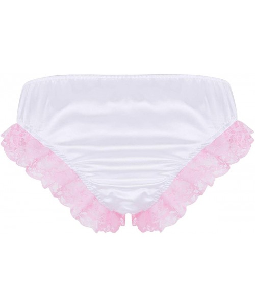 Briefs Men's Satin Lace Frilly Sissy Panties Lingerie Ruffle Bowknot French Maid Crossdress Underwear - CZ18YGE30LT