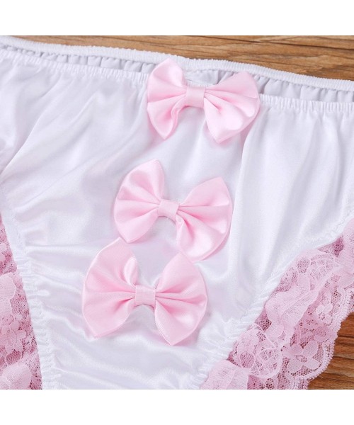 Briefs Men's Satin Lace Frilly Sissy Panties Lingerie Ruffle Bowknot French Maid Crossdress Underwear - CZ18YGE30LT
