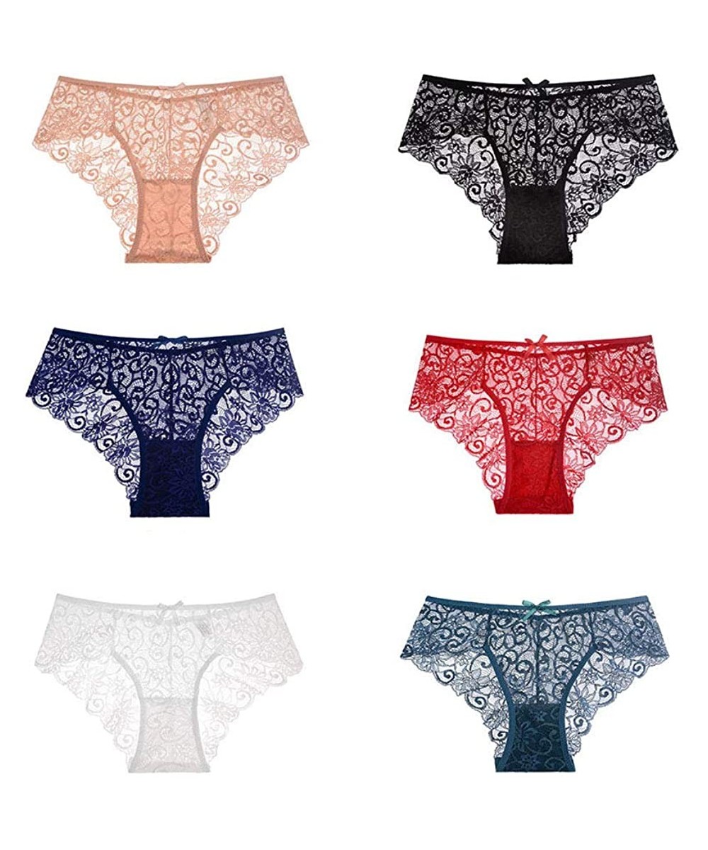 Panties Womens Underwear-Triangle for Women-Sexy Lace Bikini Panty Hipster Breathable Soft Briefs pack of 6. - 6 Pack Seamles...