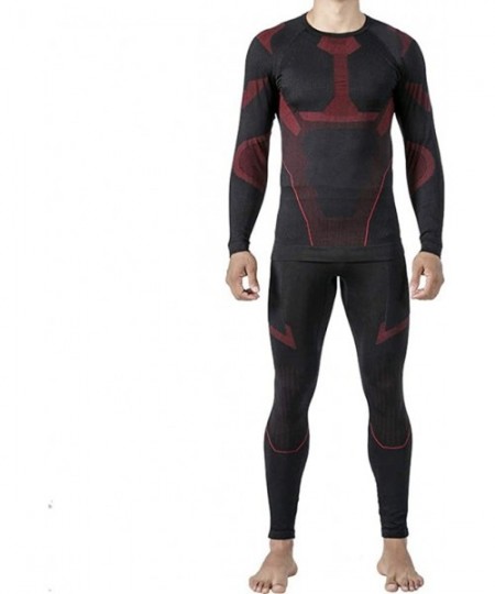 Thermal Underwear Mens Ultra Soft Warm Stretchy Base Layer Top and Bottom Thermal Underwear Long John Set - Red - CN192O347EE
