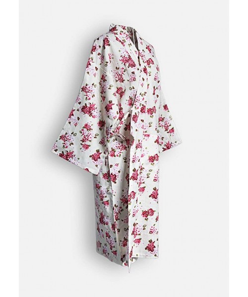 Robes Women's Japanese Robe Cotton Dressing Gown Kimono Pajamas Nightgown - Floral - C6189XMOQNZ