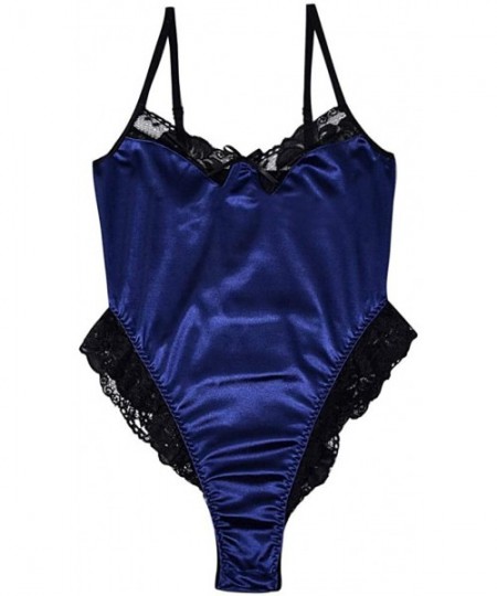 Robes Sexy Lace Jumpsuit Underwear Pajamas Women Bodysuit Teddy - Blue - C8194UQD220