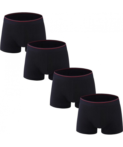 Boxer Briefs Men's 4-Pack Solid Cotton Boxer Briefs Classic Underwear - Black (4 Pack) - CQ187TL4N22
