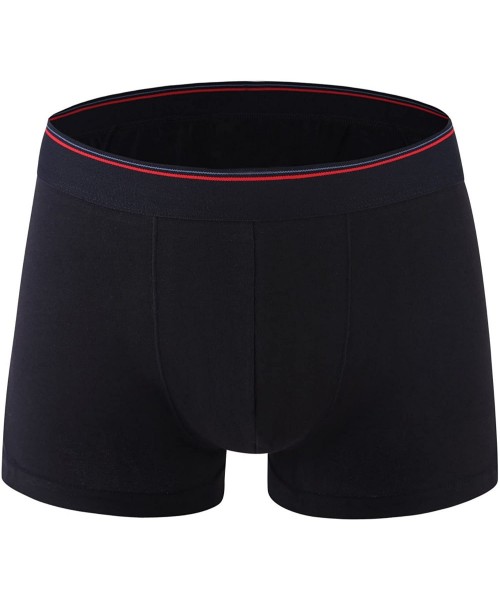 Boxer Briefs Men's 4-Pack Solid Cotton Boxer Briefs Classic Underwear - Black (4 Pack) - CQ187TL4N22