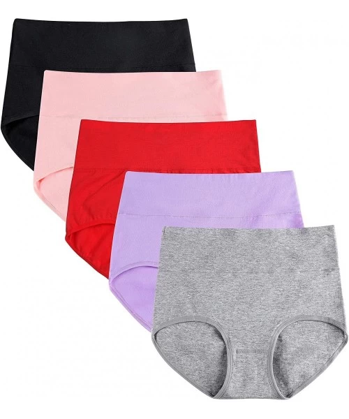 Panties Womens Cotton Panties High Waist C Section Recovery Postpartum Soft Stretchy Full Coverage Underwear(5 Pack) - Multic...