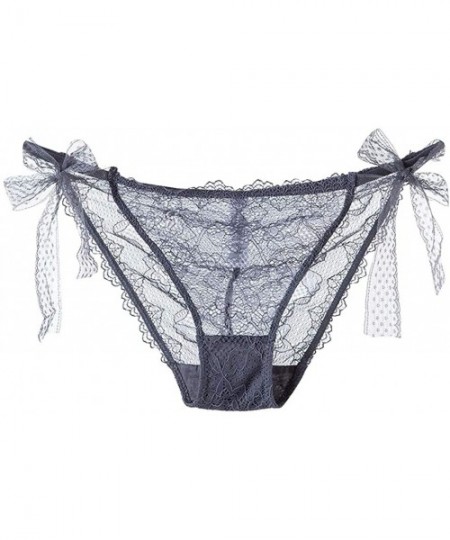 Slips Womens Lace See Through Briefs Strappy Comfortable Seamless Panties Lingerie Underpant - Gray - CB1953R86HC
