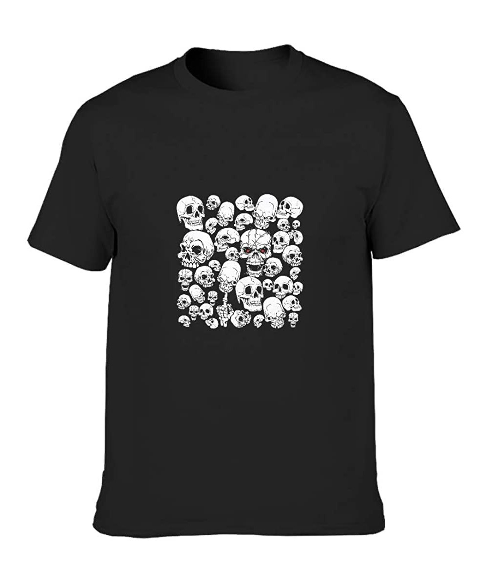 Undershirts Skull Cotton T Shirt Men Novelty Essentials Short Sleeve - Black - CX19DS5T6MZ