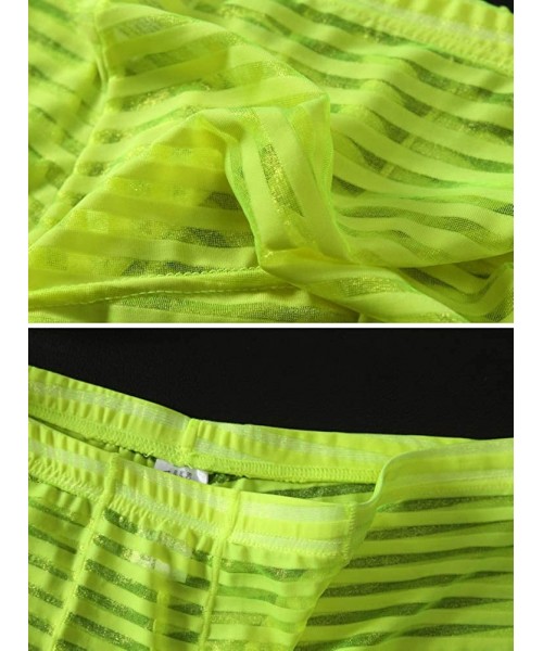 Boxer Briefs Men's Striped Boxer Mesh Translucent Low Waist Briefs U Convex Pants - 4black-4p - C51905WAK0N