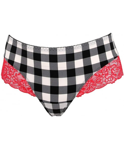 Panties Plaid Red Lace Panties Sexy Briefs (Regular and Plus-Size) red Black White- Comfortable Hipster- Checkered- Cowgirl -...