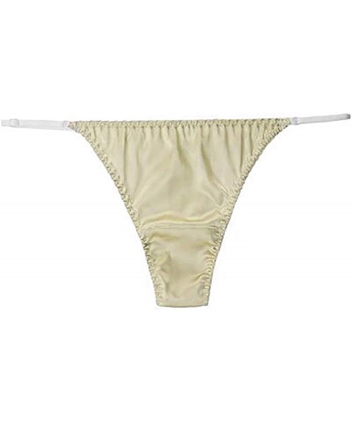 Panties Women Silk String Bikini Briefs Sexy Underwear Stretch Adjustable Waist - Champagne - CT18CTZELG8