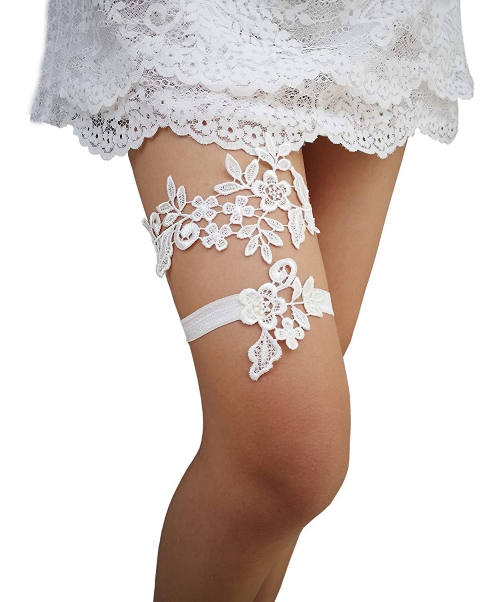 Garters & Garter Belts Wedding Floral Garter Set Bridal Leaf Garter Bridal Garter Set G12 - Ivory - CS189TN50K7
