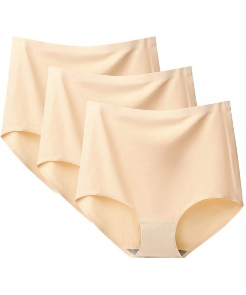 Panties Women High Waist Plus Size Panties No Show Full Coverage Underwear Briefs - Set-7(3 Pack) - C218TE53ZG5