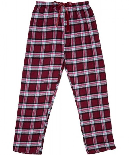 Bottoms Women's 100% Cotton Yarn-Dyed- Plaid Flannel Lounge Pants - Burgundy - CP188ZSHCG0
