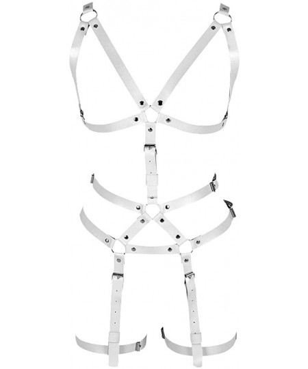 Garters & Garter Belts Full body leather harness set Women's bra cage Punk gothic garter chest strap Waist belt lingerie Plus...