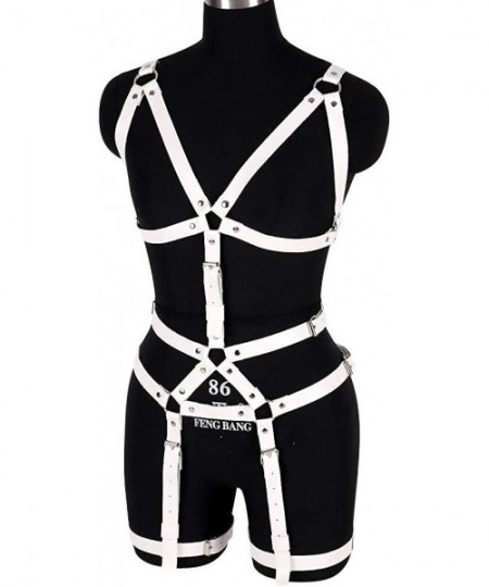 Garters & Garter Belts Full body leather harness set Women's bra cage Punk gothic garter chest strap Waist belt lingerie Plus...