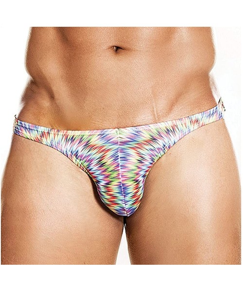 G-Strings & Thongs Psychedelic Hot Thong Soft Bulge Colorful Mens Underwear - Grey - CQ129RKXX3L