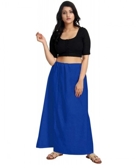 Slips Cotton Blue Indian Saree Petticoat Readymade Lining Sari Underskirt Undercoat Waist Size 28 to 46 Max - CH196YEDI5X
