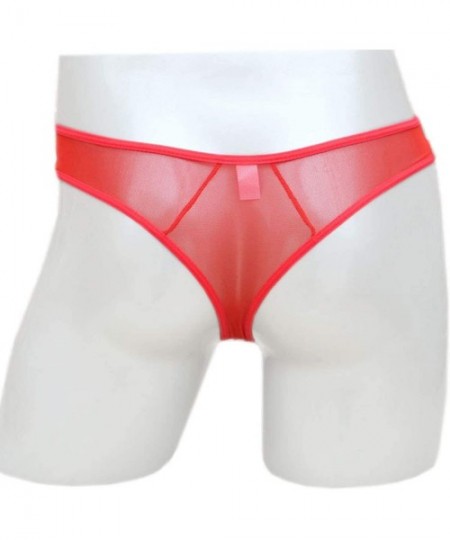 G-Strings & Thongs Fashion See Through Men Thongs Underwear Transparent Mesh Sleeve Convex G Strings Homme Jockss - Red - CD1...