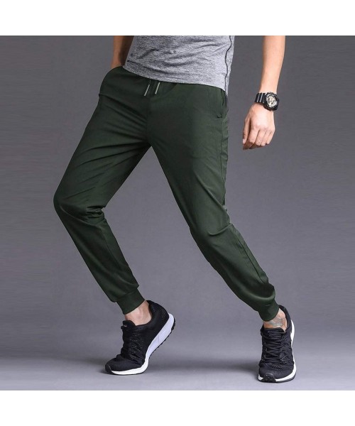 Thermal Underwear Men's Autumn Casual Solid Color Trousers Paddy Drawstring Long Pants Jogger Slim Fit Sweatpants - Army Gree...