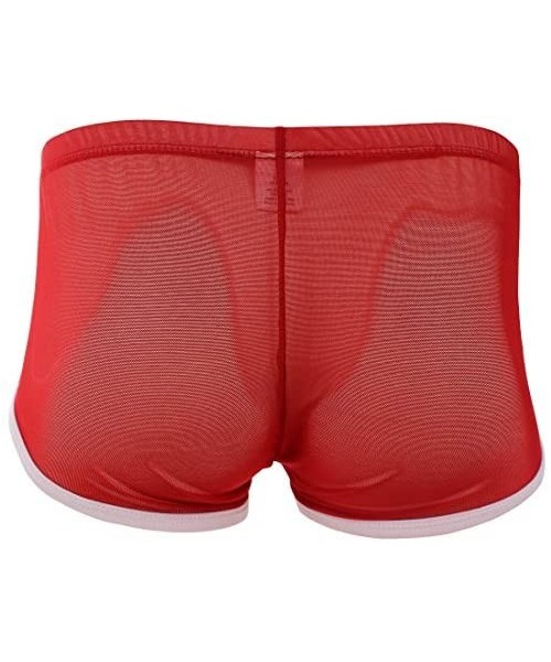 Boxer Briefs Mens Summer Air in Comfortable Sheer Underwear Show Off Boxer Briefs - Red - CZ183YXZ2C0