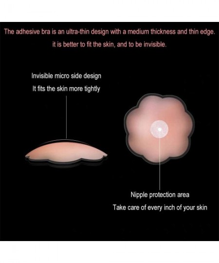 Accessories Nippleless Covers Sticky Silicone Reusable Breast Lift Pasties Petals for Women - 4.3 Inch (Drawstring) - CH193WH...