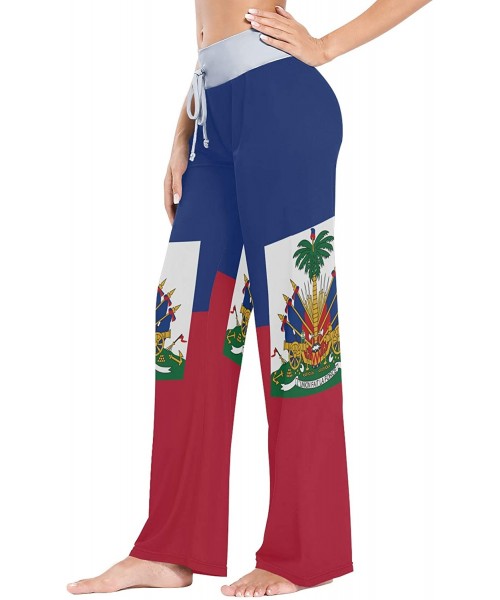 Bottoms Women Jersey Pajama Pants Drawstring Loose Palazzo Lounge Pants Sleepwear - Haiti Flag - CJ190325T2S