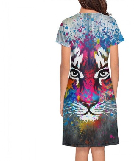 Nightgowns & Sleepshirts Girls' Nightgowns White Tiger Stripe Sketch Comfort 3D Print Short Sleeve Sleepwear - Colorful Tiger...