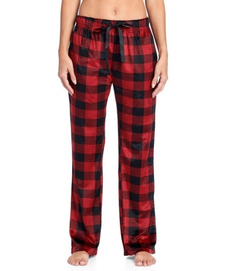 Bottoms Women's Plush Mink Fleece Pajama Sleep Pants - Red Buffalo Check - CB18E53K0CG