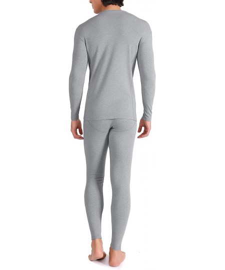 Thermal Underwear Men's Ultra Soft Warm Stretchy Cotton Fleece Lined Base Layer Top & Bottom Thermal Set Long John with Fly -...