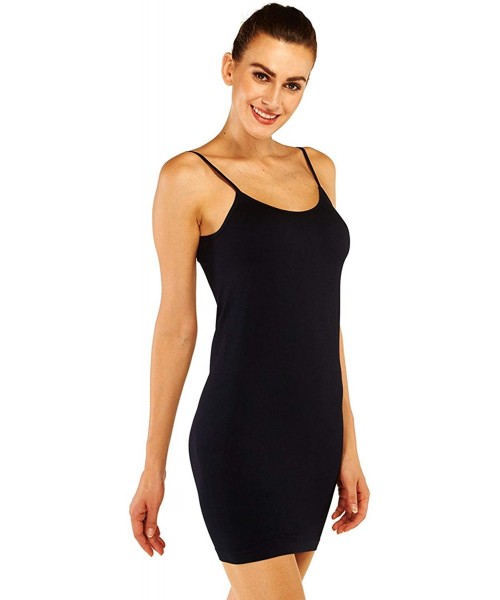 Slips Women's Full Camisole Slip Spaghetti Straps Cami Under Dress - Black - CT12L50SYHV