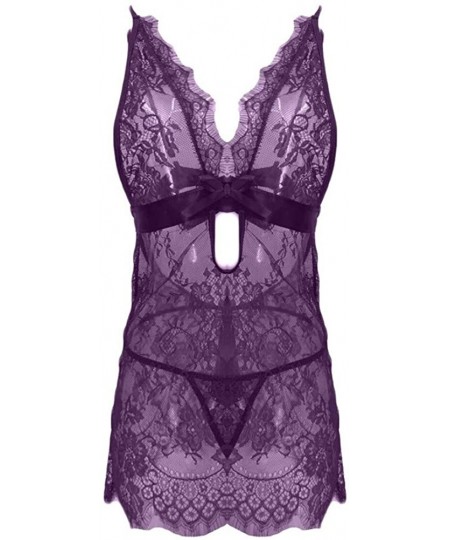 Sets Lingerie for Women for Sex New Sexy Lace Underwear Lingerie Backless Pajamas Thong Womens Plus Size Dresses Z7 purple - ...