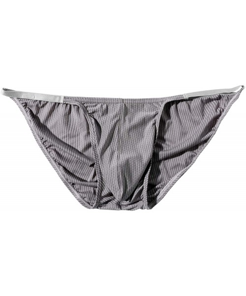 Briefs Men's Underwear Low Rise String Bikini Briefs - 4-pack Black / Gray / Black / Blue - CB19DAQA8QC