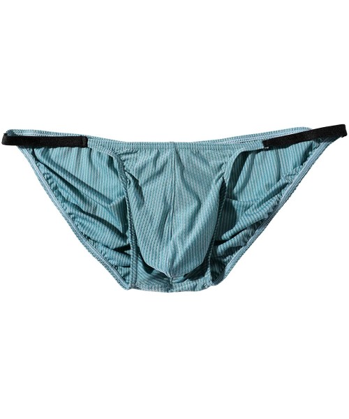 Briefs Men's Underwear Low Rise String Bikini Briefs - 4-pack Black / Gray / Black / Blue - CB19DAQA8QC