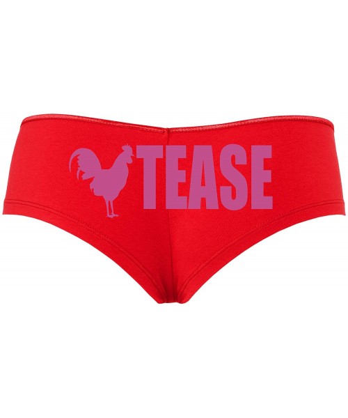Panties Cock Rooster Tease Hotwife Slut Red Sexy Boyshort Underwear - Raspberry - CI18SOOIN0H