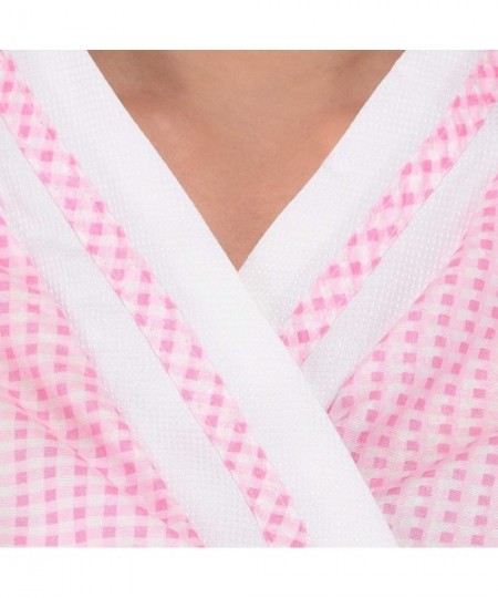 Robes Women's 'Stacy' Gingham Cotton Short House Robe - Pink - CF1862LHY0U