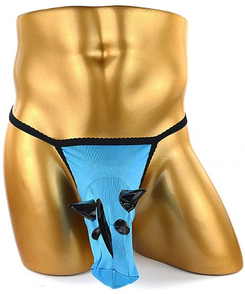 Briefs Men's Thongs Sexy Rhino Elephant G-Thing Elasticity Interest Briefs Underwear - Light Blue - CN194ENMNN8