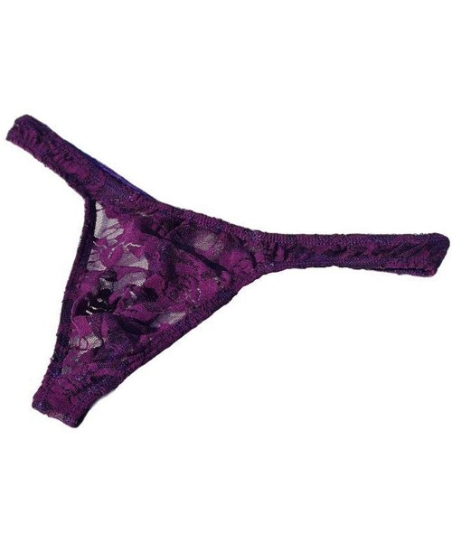 G-Strings & Thongs Hot Sissy Men Thongs Sexy Lace Underwear 2019 New and G Strings Jockss Erotic - Purple - C5198ZLQIWI