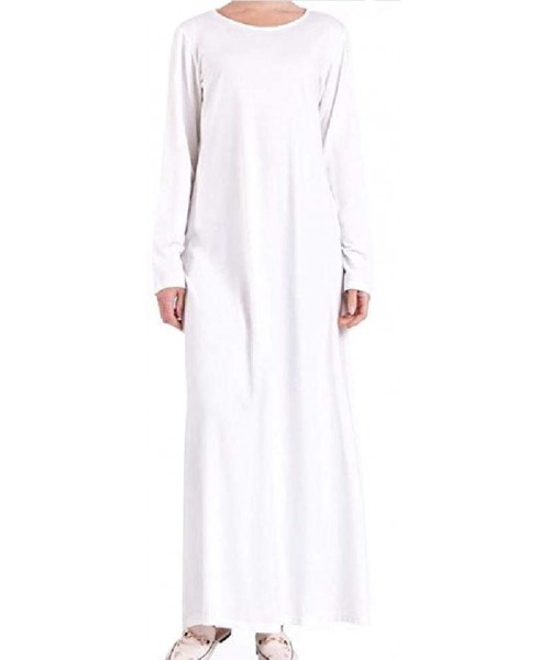 Robes Women's Sequin Islamic Embroidered Luxury Muslim Kaftan Maxi Dress - White - CY199NE678O
