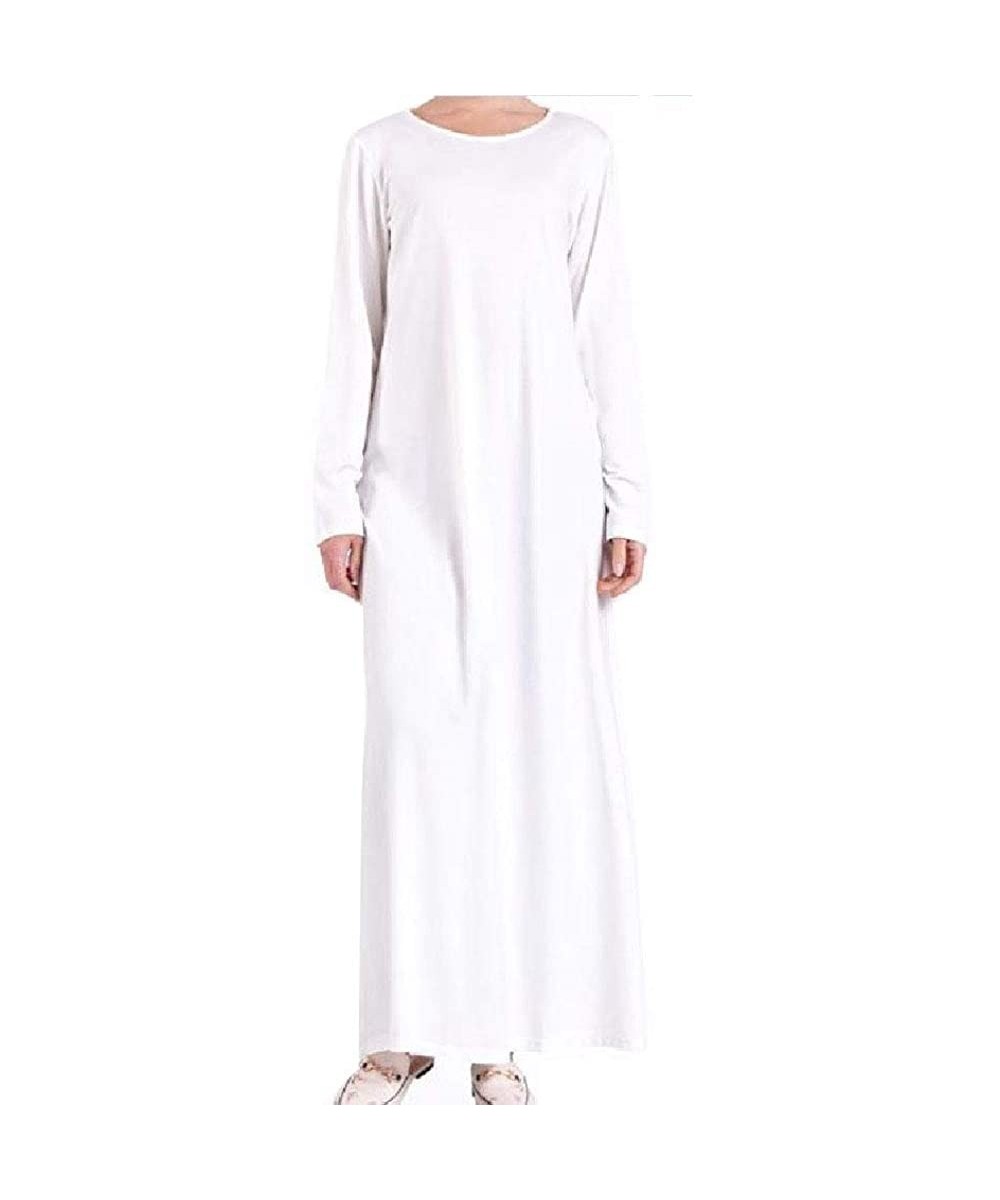 Robes Women's Sequin Islamic Embroidered Luxury Muslim Kaftan Maxi Dress - White - CY199NE678O
