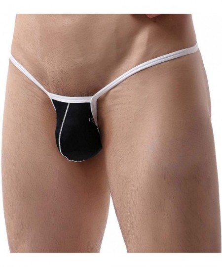 G-Strings & Thongs Men's Low Rise Bulge Pouch Thong G-String Underwear Bikini Briefs Underpants - Black - CY197ZQAXTA