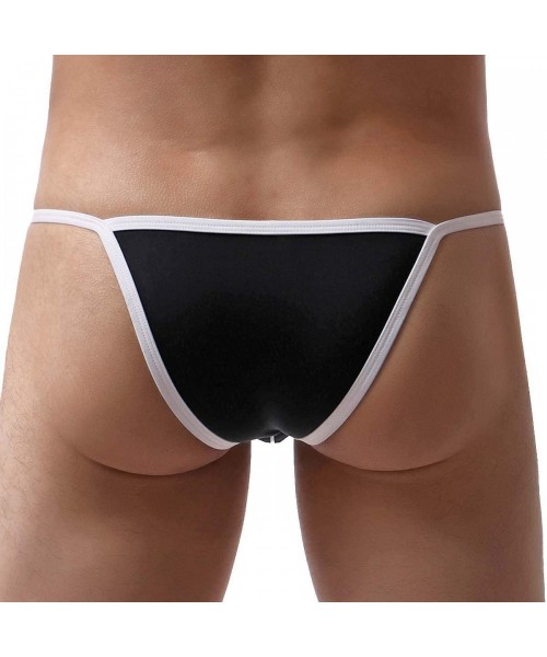 G-Strings & Thongs Men's Low Rise Bulge Pouch Thong G-String Underwear Bikini Briefs Underpants - Black - CY197ZQAXTA
