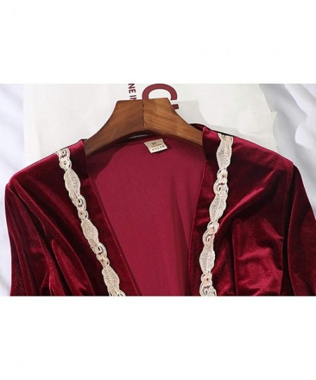 Sets Velvet Pajamas for Women Warm Sleepwear Soft V-Neck 4 Piece Sets with Chest Pads - Red - CF19DEC7UZ3