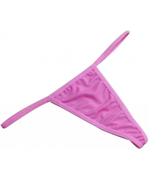 Garters & Garter Belts Women's Sexy Pure Color Thongs G-String Comfortable Briefs Lingerie Panties Underwear - Pink - CE18U4E...