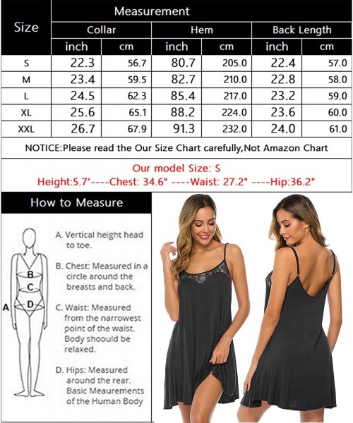 Nightgowns & Sleepshirts Chemise Nightgowns for Womens lace Lingerie Sexy Sleepwear Night Gown Nightie - More Cotton-black - ...