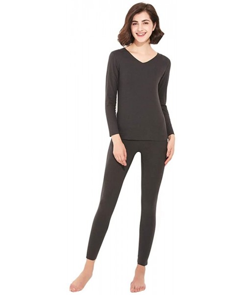 Thermal Underwear Thermal Underwear Women Long - Scoop Neck Ultra - Thin Set Top & Bottom - Vgy - CX193HIW54O