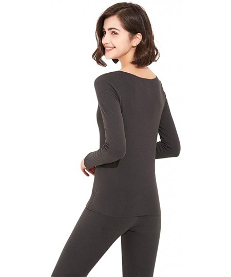 Thermal Underwear Thermal Underwear Women Long - Scoop Neck Ultra - Thin Set Top & Bottom - Vgy - CX193HIW54O