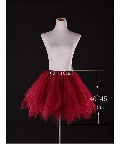 Slips Short Petticoat Tulle Skirts Womens Elastic Stretchy Layers Adult Tutu Skirt Underskirt - Orange - C918WXX9T5S