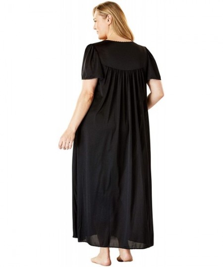 Sets Women's Plus Size Long Silky Lace-Trim Gown Pajamas - Banana (0105) - CD197C8H8EA